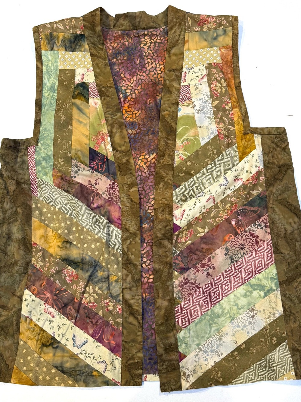 Patchwork Quilted Reversible Vest - Earth Tones